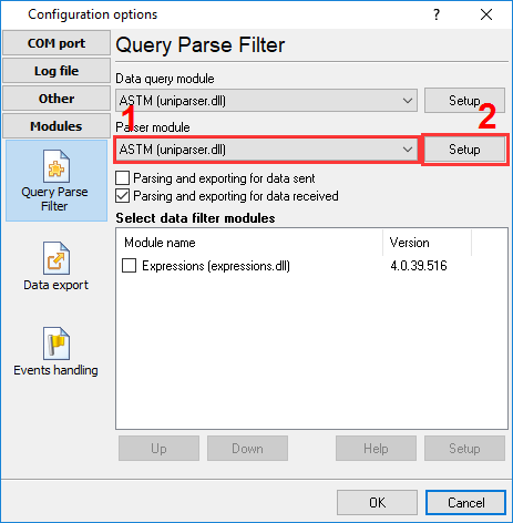 Selecting the ASTM data parser