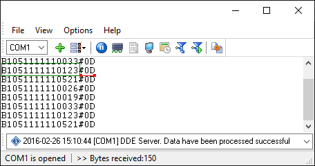 Barcode scanner data with an ending character