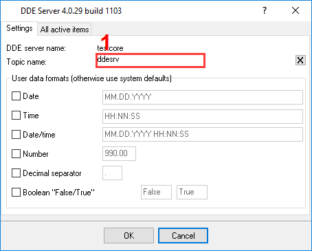 Serial port data, Excel and DDE . DDE server parameters