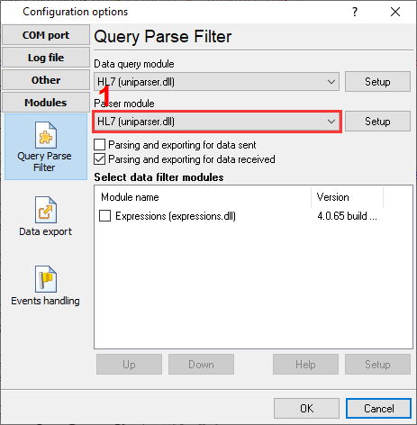 Selecting the HL7 data parser