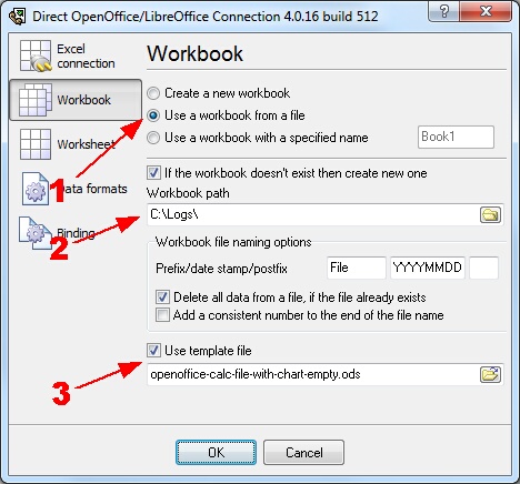 Charting. Workbook options.