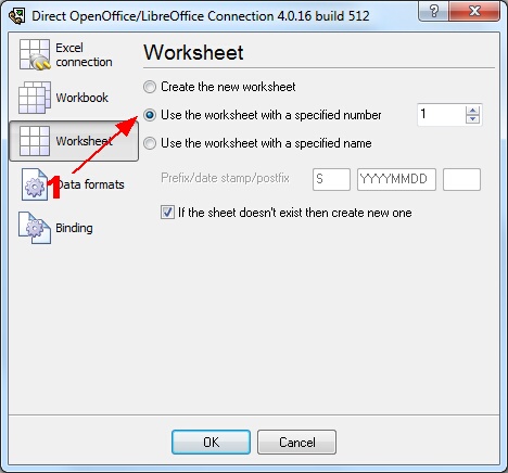 Charting. Worksheet options.