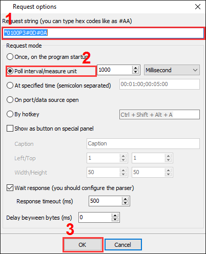 Pressure data logger. Data query parameters