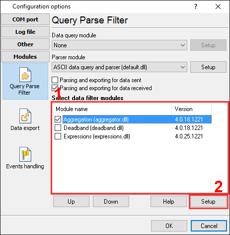 COM1 (barcode scanner). Aggregator plug-in