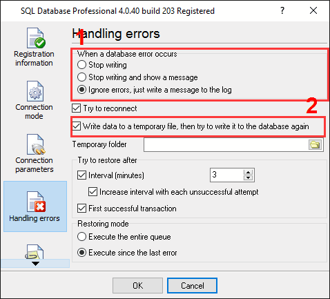 Export to MySQL. SQL Database Prof. Handling errors