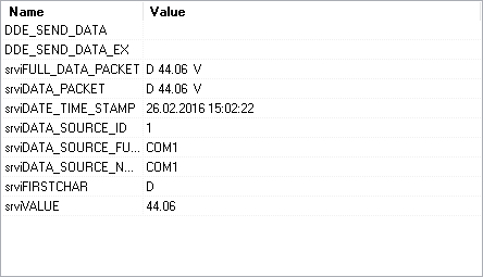 Weight data logger. DDE server window