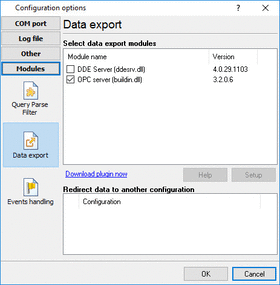 Export plugins of TCP port Logger